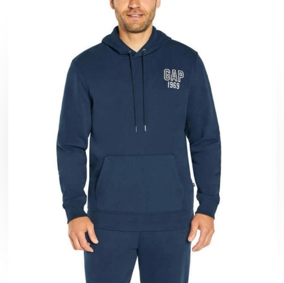 2/30$ GAP 1969 NWOT Navy white logo super comfortable men's hoodie - Picture 3 of 6